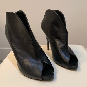 Stiletto Leather peep toe booties
